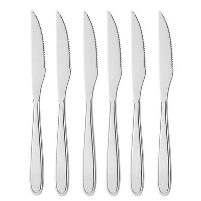Jogo 6 Facas Aço Inox Prata Em Casa Tem Linha Bronze