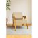 Poltrona Mona Luxo Madeira Maciça Linho Bege Para Sala De Estar Decorativa Moderna