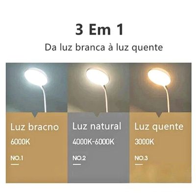 Luminária Mesa Touch Leds Compacta Leitura Estudo