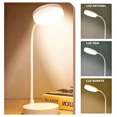 Luminária Mesa Touch Leds Compacta Leitura Estudo