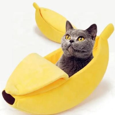 Cama Banana De Pelucia Portatil Para Cachorro Gato Casinha Toca Almofada Pet Gran