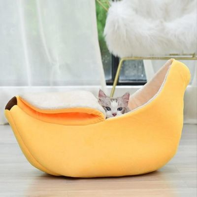 Cama Banana De Pelucia Portatil Para Cachorro Gato Casinha Toca Almofada Pet Gran