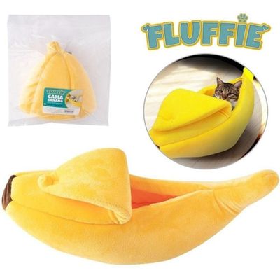 Cama Banana De Pelucia Portatil Para Cachorro Gato Casinha Toca Almofada Pet Gran