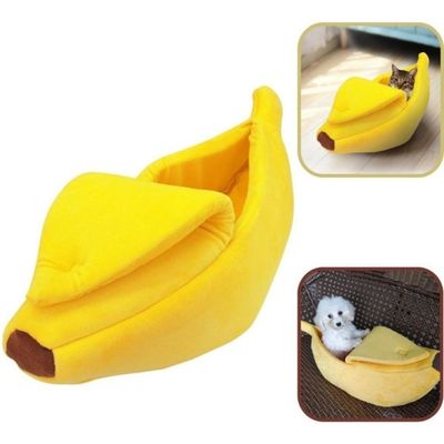 Cama Banana De Pelucia Portatil Para Cachorro Gato Casinha Toca Almofada Pet Gran