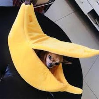 Cama Banana De Pelucia Portatil Para Cachorro Gato Casinha Toca Almofada Pet Gran