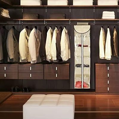 Organizador Sapateira Dobravel Anti Poeira Grande Flexivel Com Ziper Vertical 6 Divisorias