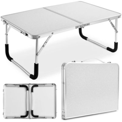 Mesa Notebook Vira Maleta Suporte Estudo Laptop Dobravel De Aluminio Com Tampo Mdf Cama Camping Sofa Portatil