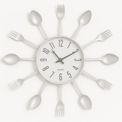 Relogio Parede Moderno Branco Talheres Estilo Retro Decorativo Cozinha Colher Garfo Elegante