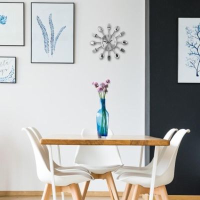 Relogio Parede Moderno Branco Talheres Estilo Retro Decorativo Cozinha Colher Garfo Elegante