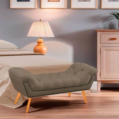 Recamier Estofada Casal King Size Ayla Veludo Capuccino