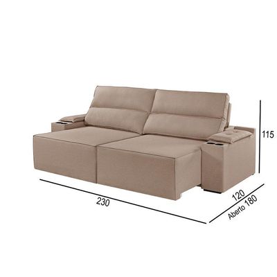 Sofá 3 Lugares Retrátil E Reclinável M-180 Martins Veludo cor de fabricação Bege