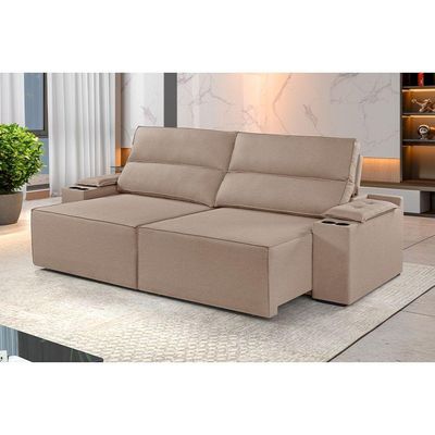 Sofá 3 Lugares Retrátil E Reclinável M-180 Martins Veludo cor de fabricação Bege
