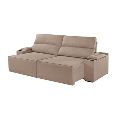 Sofá 3 Lugares Retrátil E Reclinável M-180 Martins Veludo cor de fabricação Bege