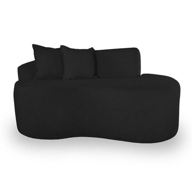 Sofá Feijão De Canto Curvado Elegante 2 Lugares Bouclé Cor:bouclé Preto