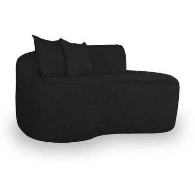 Sofá Feijão De Canto Curvado Elegante 2 Lugares Bouclé Cor:bouclé Preto