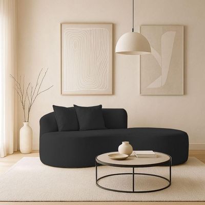Sofá Feijão De Canto Curvado Elegante 2 Lugares Bouclé Cor:bouclé Preto