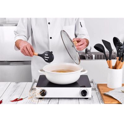 Kit 12 Peças Utensilios de Cozinha Colher  Cinza