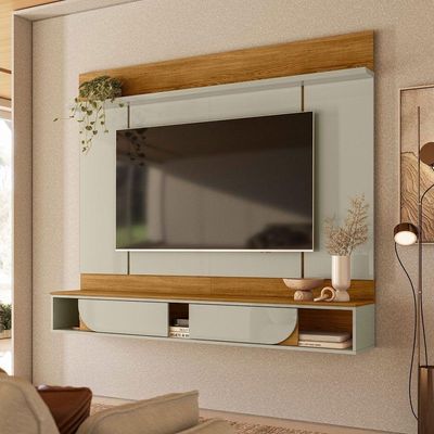 Painel Rack Bancada Aura Mdp 2 Portas Deslizantes - Pallazio Cor Cumaru E Opala