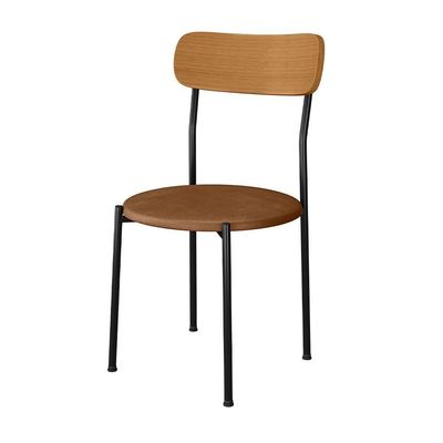 Kit 6 Cadeiras De Jantar Renata Encosto Verniz E Assento Camel Ferro Preto - Pallazio