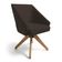 Kit 6 Poltronas Giratórias Alana Suede Base De Madeira - Pallazio Cor Marrom