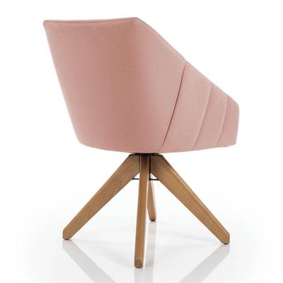 Kit 8 Poltronas Giratórias Alana Suede Base De Madeira - Pallazio Cor Rosa Bebê