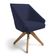 Kit 2 Poltronas Giratórias Alana Suede Azul Marinho Base De Madeira - Pallazio