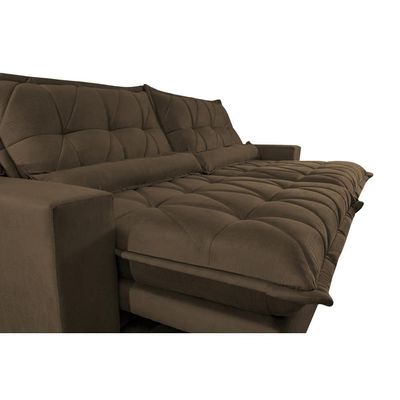 Sofa Retrátil E Reclinável 2,12m Com Molas Ensacadas Cama Inbox Soft Tecido Suede Café
