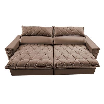 Sofá Retrátil E Reclinável 2,95m Molas Ensacadas Cama Inbox Elegance Com Thermogel Velusoft Castor
