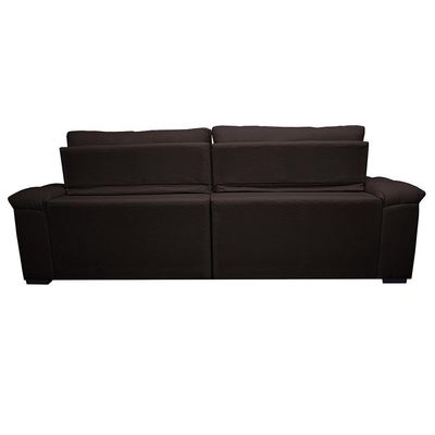 Sofá Retrátil E Reclinável 2,55m Molas Ensacadas Cama Inbox Big Home Bordado 3d Linho Marrom