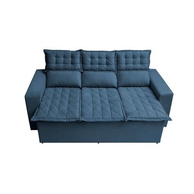 Sofá 3 Lugares Retrátil E Reclinável Cama Inbox Slim 2,00m Velusoft Azul