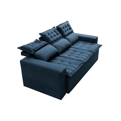Sofá 3 Lugares Retrátil E Reclinável Cama Inbox Slim 2,00m Velusoft Azul