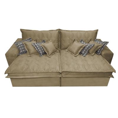 Sofá Retrátil E Reclinável 2,32m Com Molas Ensacadas Cama Inbox Supreme Tecido Suede Velusoft Bege