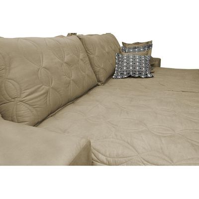 Sofá Retrátil E Reclinável 2,32m Com Molas Ensacadas Cama Inbox Supreme Tecido Suede Velusoft Bege