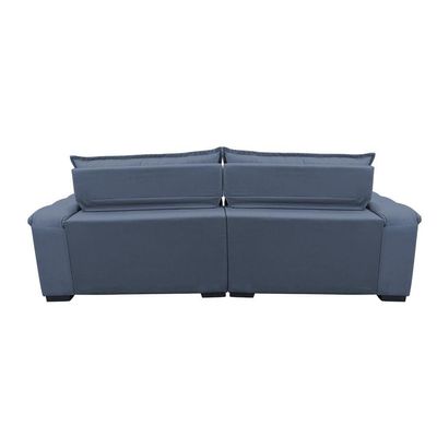 Sofá Retrátil E Reclinável 2,72m Com Molas Ensacadas Cama Inbox Aconchego Tecido Suede Azul