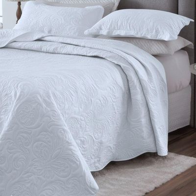 Cobre Leito Colcha King Pratika Dupla Face 03 Peças - Branco - 100% Poliéster