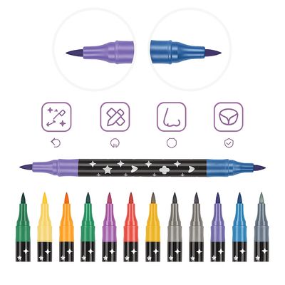 Canetas para Colorir com Glitter 48 Cores