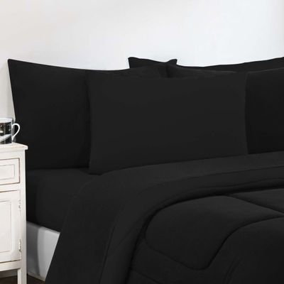 Kit Edredom Malha 100% Algodão Gran Moratta 3 Peças Queen - Preto/Preto