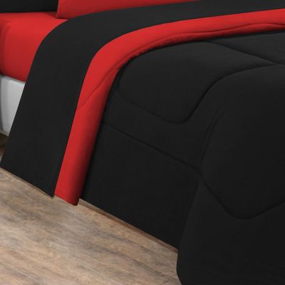 Edredom Malha 100% Algodão Gran Moratta 1 Peça Queen - Preto/Vermelho