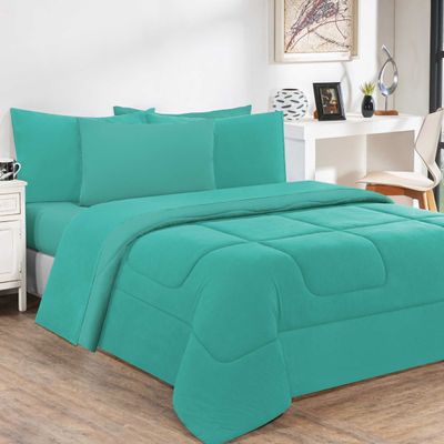 Edredom Malha 100% Algodão Gran Moratta 1 Peça Queen - Verde Jade/Verde Jade
