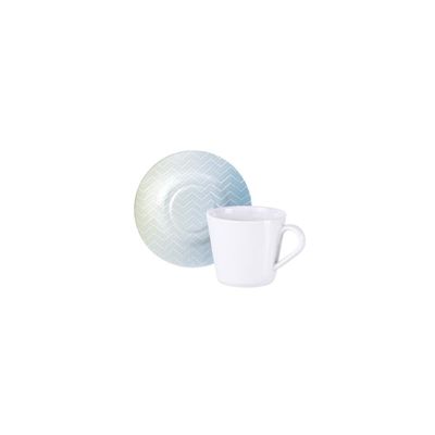 Conjunto Xícara e Pires de Chá Tramontina Polaris em Porcelana Decorada, 185 ml 2 Peças