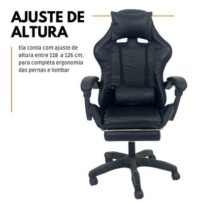 Kit 2 Cadeiras Gamer Stillus Ergonômica Com Apoio Para Os Pés Preto