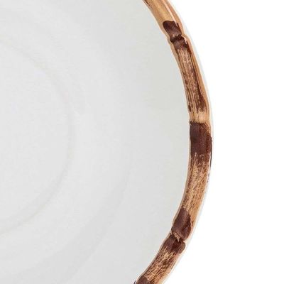Jogo C/ 2 Xícaras De Café Com Pires Cerâmica Cor Branca Bambu Scalla 100ml