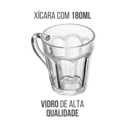 Jogo 2 Xícara De Chá Café Belle Epoque Vidro Resistente Transparente 180ml Lyor
