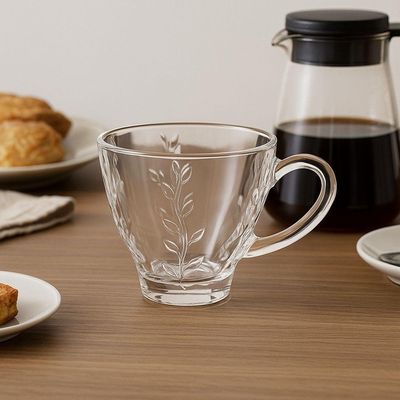 Jogo 12 Xícara De Chá De Vidro Flores Clear Lily 220ml Em Casa Tem