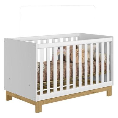 Quarto De Bebê Americano 6 Portas Com Berço Americano Mini Cama Q Encanto Slim Branco Acetinado - Qmovi - Henn