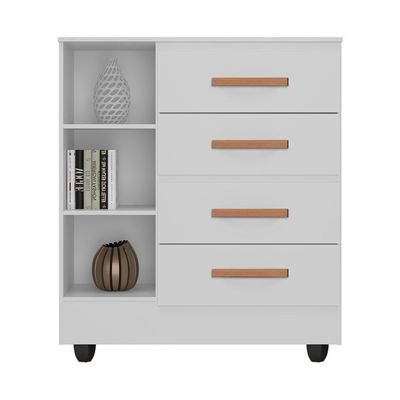 Guarda Roupa Casal Capela Com Cômoda Lite 4 Gavetas 01 Porta Branco Brilho - Móveis Leão
