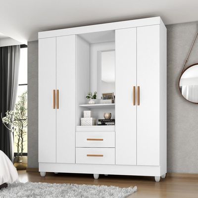 Guarda Roupa Casal Capela Branco Brilho - Móveis Leão
