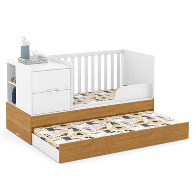 Berço Americano Multifuncional Formare Branco Freijó - Matic E Guarda Roupa Infantil Americano 4 Porta Branco Hp - Henn