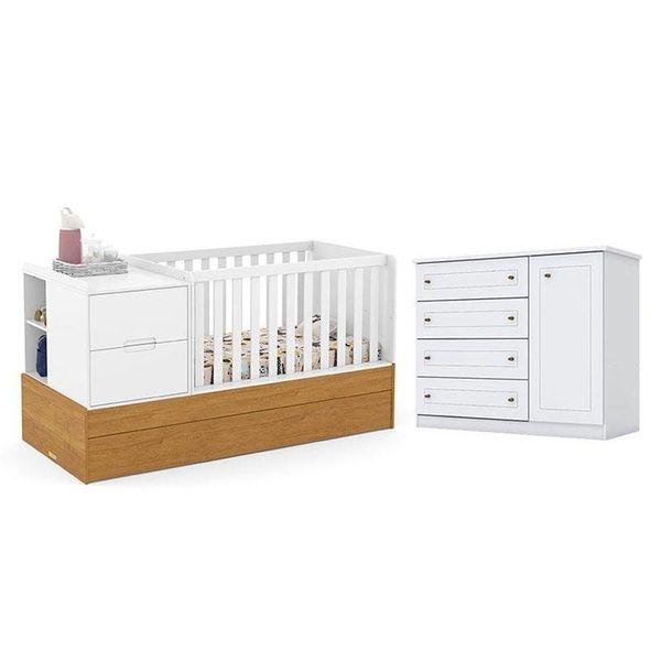 Berço Americano Multifuncional Formare Branco Freijó - Matic E Cômoda Infantil Americano Branco Hp - Henn