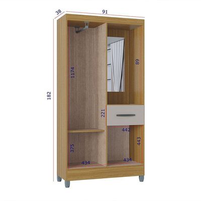 Kit Guarda Roupa Atlas 3 Portas E 2 Cômoda Poquema Damasco/off White